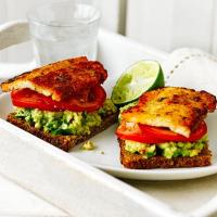 Open rye sandwich with halloumi & avocado image