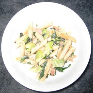Penne Rigate With Prosciutto, and Snow Peas in a Truffled Cream image