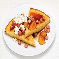 Skillet Pancakes with Canadian Bacon and Peaches image