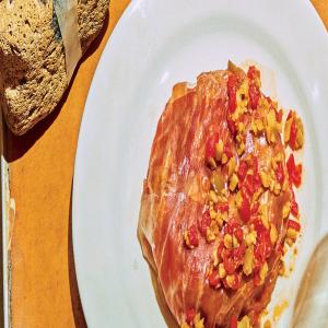 Jamón-Wrapped Spanish Tortilla With Piquillo Relish_image