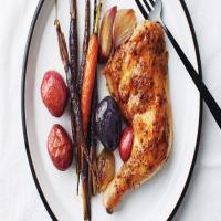 Maple-Mustard Chicken Legs with Potatoes and Carrots image
