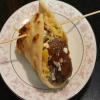 Apricot Turkey Kebabs on Naan with Summer Slaw image