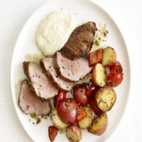 Roasted Pork and Potatoes With Creamy Applesauce_image