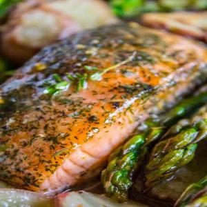 Sheet Pan Salmon with Potatoes and Asparagus from The Food Charlatan_image
