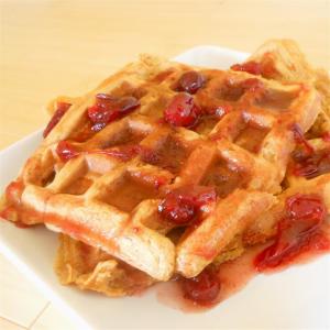 Sweet Potato Waffles with Cranberry Maple Syrup_image
