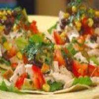Chicken Tostada with Corn, Jalapenos and Black Beans_image