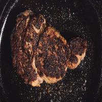Pan-Seared Rib-Eye Steaks with Porcini and Rosemary Rub image