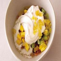 Yogurt with Granola, Tropical Fruit, and Crystallized Ginger_image