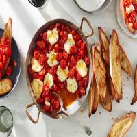 Baked Tomatoes, Peppers, and Goat Cheese with Crisped Toasts image
