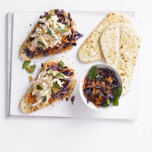 Coronation chicken naans with Indian slaw image