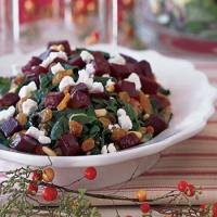 Swiss Chard with Beets, Goat Cheese, and Raisins image