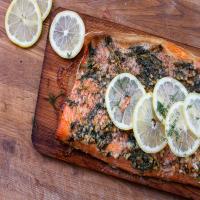 Cedar Plank-Grilled Salmon with Garlic, Lemon and Dill image