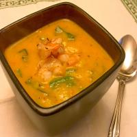 Butternut Bisque With Spinach and Shrimp image