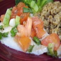 Baked Flounder Fillets With Scallions & Chopped Tomato_image