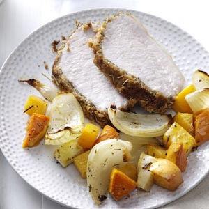 Crumb-Crusted Pork Roast with Root Vegetables Recipe_image