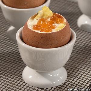 Caviar-Topped Scrambled Eggs in Eggshells image