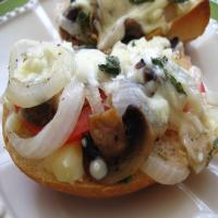 Tomatoes Mushrooms and Mozzarella Baguette Pizza_image