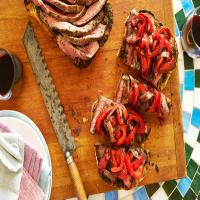Grilled Flank Steak on Ciabatta With Red Peppers image