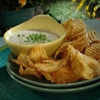 Potato Chips Warmed on Grill with Gorgonzola Sauce and Chives image