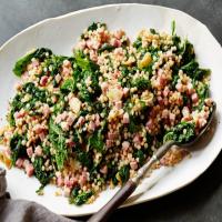 Mustard Greens and Ham with Toasted Couscous_image