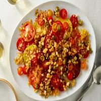 Juicy Tomatoes With Parmesan-Olive Bread Crumbs image