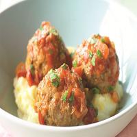 Lamb Meatballs with Fresh Mint & Cheesy Mashed Potatoes image