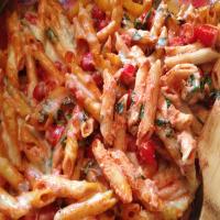 Creamy Pasta Bake with Cherry Tomatoes and Basil image