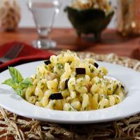Barilla® Gluten Free Elbows Pasta Salad with Basil Pesto, Eggplant & Parmigiano Cheese image