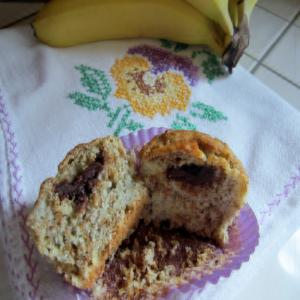 Banana Bran Muffins With Lindt Chocolate Inside image