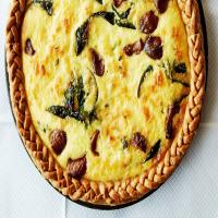 Caramelized Garlic, Spinach, and Cheddar Tart image