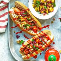 Tropical vegan hot dogs image