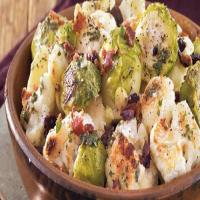 Roasted Brussels Sprouts and Cauliflower with Bacon Dressing_image