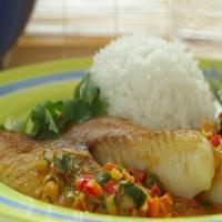 Broiled Tilapia With Thai Coconut- Curry Sauce image