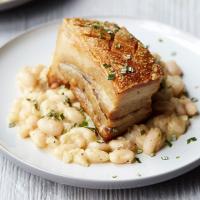 Confit pork belly with cannellini beans & rosemary image