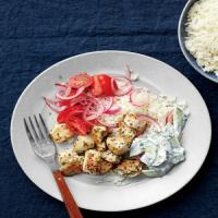 Greek-Style Chicken with Pickled Onions, Tomatoes, and Tzatziki image