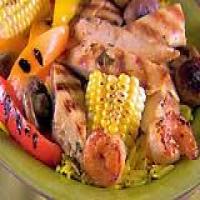 Grilled Meats and Vegetables over Saffron Orzo Recipe image