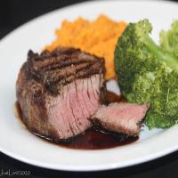 Espresso-Bourbon Steaks with Mashed Sweet Potatoes image