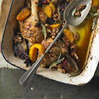 One-pan baked chicken with squash, sage & walnuts image