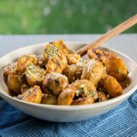 Grilled New Potatoes with Smoked Paprika Vinaigrette and Parmesan image
