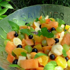 Peachy Fresh Fruit Salad With a Flourish of Angelica and Mint! image