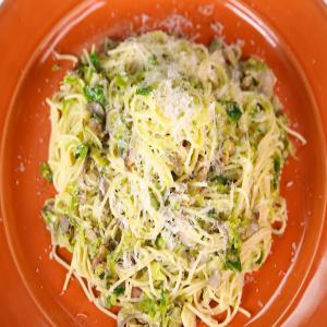 Angel Hair with Bacon, Brussels Sprouts, and Mushrooms_image
