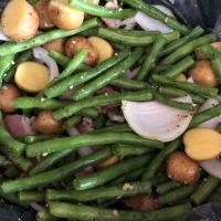 Slow-Cooked Fresh Green Beans with Bacon, Onion, and Red Potatoes image