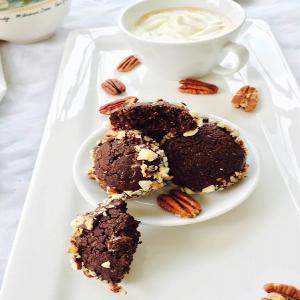 Flaxseed, cacao and pecan nuts cookies image