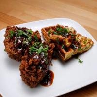 Buttermilk-and-Blue Waffles with Buffalo Whiskey Crispy Chicken_image