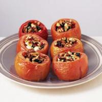Roasted pepper & goat's cheese stuffed tomatoes image