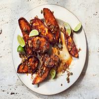 Charred Sweet Potatoes With Hot Honey Butter and Lime image