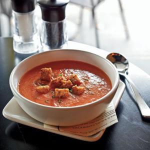 Tom's Tasty Tomato Soup with Brown Butter Croutons Recipe | Epicurious.com_image