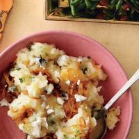 Mashed Potatoes and Parsnips With Caramelized Onions and Blue Cheese_image
