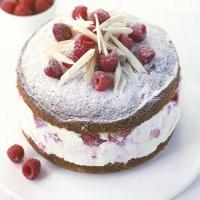 White chocolate, raspberry & hazelnut marble torte image