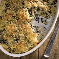 Creamy Dandelion Greens and Goat Cheese Gratin_image